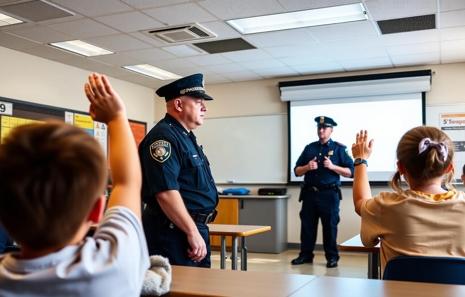 Officer teaching a classroom